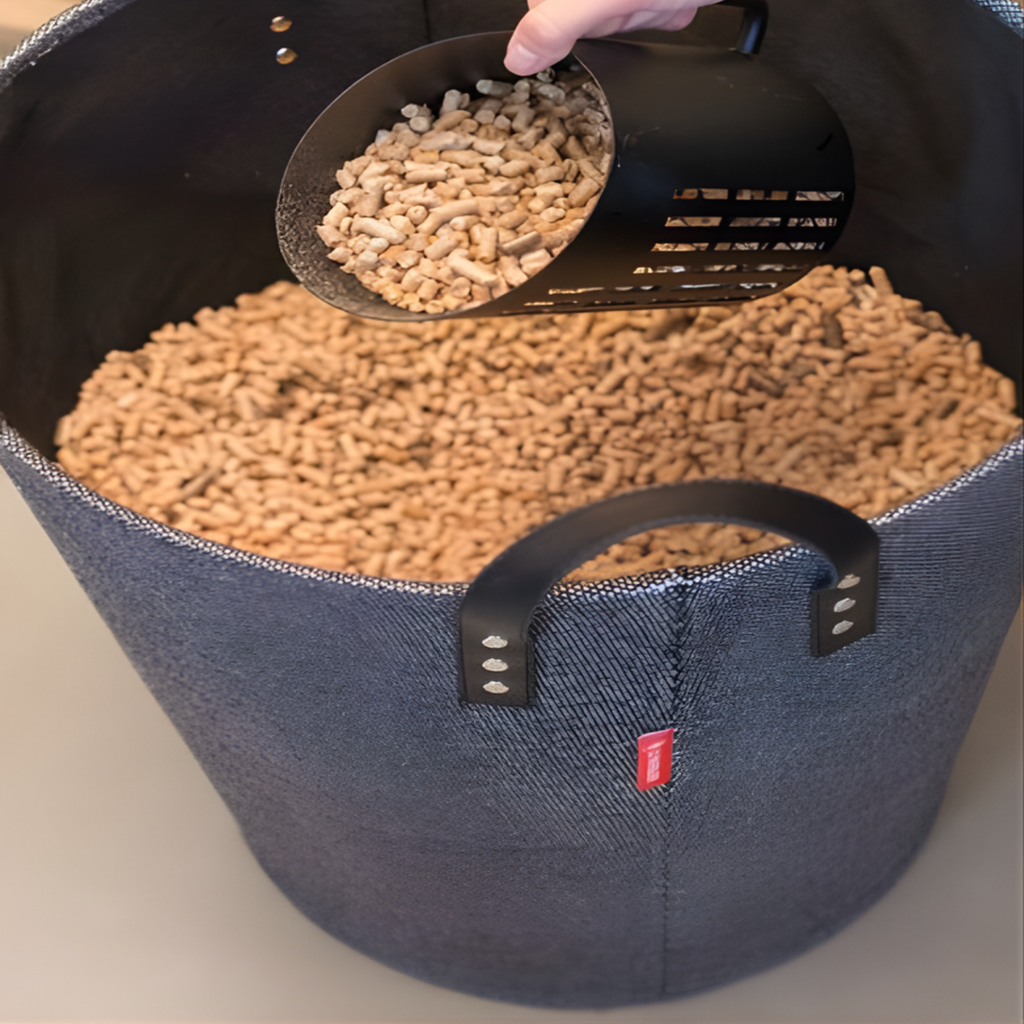 Dama Round Basket for logs and pellets, Grey