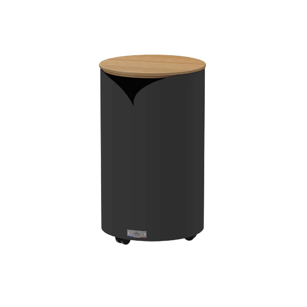 Volute round pellet box with bamboo lid